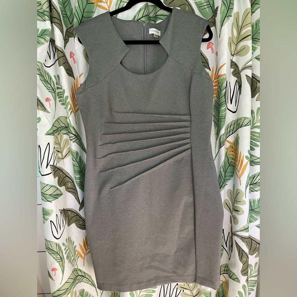 Calvin Klein size 16 grey business casual sleeveless dress